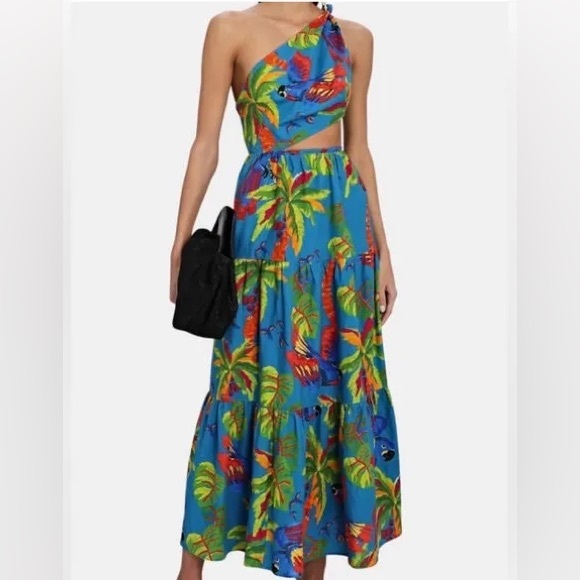 FARM Rio Multicolor Tropical One-Shoulder Maxi Dress - Picture 3 of 15